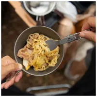 Ложка-виделка туристична Naturehike NH19C001-J сіра з мішечком (6927595734759) - Зображення 3