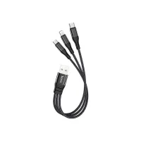 Дата кабель USB 2.0 AM to Lightning + Micro 5P + USB-C 0.25m 2.4A nylon X47 black HOCO (6931474727398) - 3