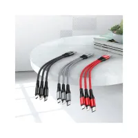 Дата кабель USB 2.0 AM to Lightning + Micro 5P + USB-C 0.25m 2.4A nylon X47 black HOCO (6931474727398) - 5