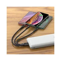 Дата кабель USB 2.0 AM to Lightning + Micro 5P + USB-C 0.25m 2.4A nylon X47 black HOCO (6931474727398) - 6