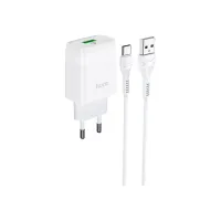 Зарядний пристрій HOCO C72Q Glorious USB QC3.0 + cable USB to USB-C 18W White (6931474732552) - Зображення 2
