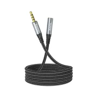 Кабель мультимедійний 3.5mm M to 3.5mm F 1.0m Gray HOCO (6931474762153) - 1