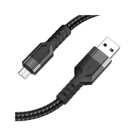 Дата кабель USB 2.0 AM to Micro 5P 1.2m 2.4A nylon aluminum U110 black HOCO (6931474770585) - 1