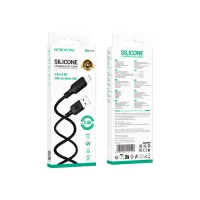 Дата кабель USB 2.0 AM to Micro 5P 3.0m Lenny silicone BX113 black BOROFONE (6941991115547) - 6