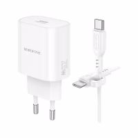 Зарядний пристрій BOROFONE BN26 Fuente USB-C PD20W + cable USB-C to USB-C White (6941991120251) - Image 4
