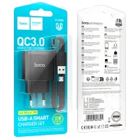 Зарядний пристрій HOCO C140A Smart USB QC3.0 + USB to cable Micro Black (6942007627801) - Зображення 5