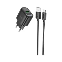 Зарядний пристрій HOCO C140A Smart USB QC3.0 + cable USB to USB-C Black (6942007627825) - Зображення 2
