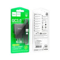 Зарядний пристрій HOCO C140A Smart USB QC3.0 + cable USB to USB-C Black (6942007627825) - Зображення 5