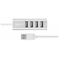 Концентратор HOCO USB 2.0 to 4xUSB Line machine HB1 Silver (6957531038146) - 2