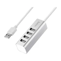 Концентратор HOCO USB 2.0 to 4xUSB Line machine HB1 Silver (6957531038146) - 1