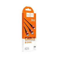 Дата кабель USB 2.0 AM to Lightning + Micro 5P + USB-C 1.0m Xpress one X26 black+red HOCO (6957531080282) - 3