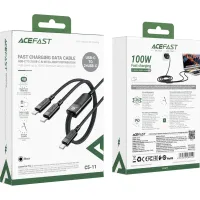 Дата кабель USB-C to 2xUSB-C 0.8m 100W Acefast (6974316280149) - 6