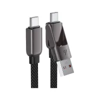 Дата кабель USB-C + USB-A to USB-C 1.2m 3.0A zink alloy C13-04 Black Acefast (6974316282334) - 2