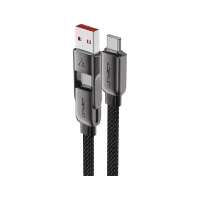 Дата кабель USB-C + USB-A to USB-C 1.2m 3.0A zink alloy C13-04 Black Acefast (6974316282334) - 3