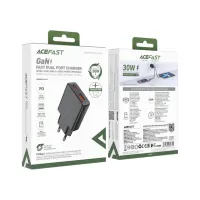 Зарядний пристрій Acefast 2xUSB 30W (USB-C+USB-A) Gan A69 ultra-thin Fast Charger Black (6974316282709) - Изображение 4