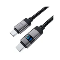 Дата кабель USB-C to USB-C 1.2m 60W digital display C15-03 Black Acefast (6974316283720) - 3