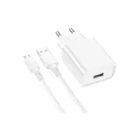 Зарядний пристрій BOROFONE BA74A Aspirer USB + cable USB to Micro 5P White (6974443388664) - Зображення 1