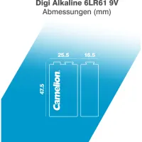 Батарейка Camelion Крона 6LR61 9V Digi Alkaline * 1 (6LR61-BP1DG) - 4