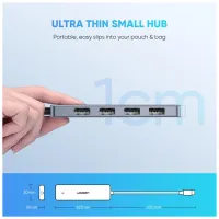 Концентратор Ugreen CM219 HUB Type-C to 4xUSB with USB-C Power Port (Gray) (70336) - 4
