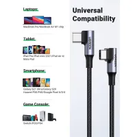 Дата кабель USB-C to USB-C 1.0m 100W (20V/5A) 90° corner braided black Ugreen (70696) - Зображення 7
