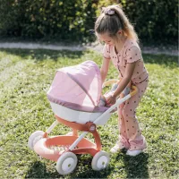 Коляска для ляльок Smoby Baby Nurse Теракотова пудра, люлька з корзиною, 18 міс.+ (7600254124) - 4
