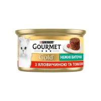 Вологий корм для кішок Purina Gourmet Gold. Ніжні биточки з яловичиною і томатами 85 г (7613035442474) - 2