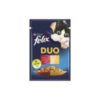 Вологий корм для кішок Purina Felix Fantastic Duo з яловичиною та птицею шматочки в желе 85 г (7613287027597) - 1