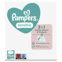 Дитячі вологі серветки Pampers Sensitive 15 x 80 шт. (8001841063188) - 2