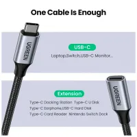 Дата кабель USB-C M/F 0.5m 5A USB 3.1 Gen2 10Gbps black Ugreen (80810) - 10