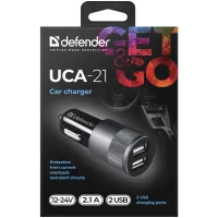 Зарядний пристрій Defender 2xUSB 12W (2xUSB-A) 2.1A UCA-21 (83821) - 5