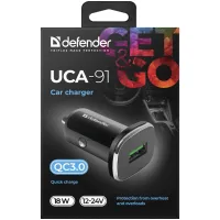 Зарядний пристрій Defender 1xUSB 18W (USB-A) QC3.0 3А UCA-91 (83830) - 3