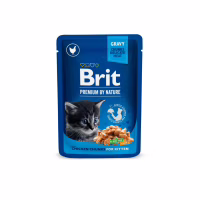 Вологий корм для кішок Brit Premium Cat Pouches Chicken Chunks for Kitten 100 г (8595602506026) - Image 1