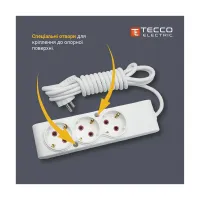 Мережевий подовжувач TECCO 1.5м 2 поста white (8681277843433) - 7