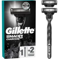 Бритва Gillette Mach3 Charcoal Деревне вугілля З 2 змінними картриджами (8700216074308) - 1