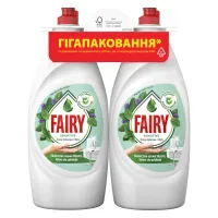 Засіб для ручного миття посуду Fairy Ніжні руки Чайне дерево і М'ята 2 х 900 мл (8700216759649/8006530210850) - 1