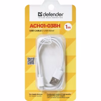 Дата кабель USB 2.0 AM to Lightning 1.0m ACH01-03BH white Defender (87479) - Image 3