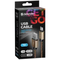 Дата кабель USB 2.0 AM to Micro 5P 1.0m USB08-03T gold Defender (87800) - 3