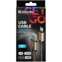 Дата кабель USB 2.0 AM to Micro 5P 1.0m USB08-03T gold Defender (87800) - 4