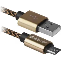 Дата кабель USB 2.0 AM to Micro 5P 1.0m USB08-03T gold Defender (87800) - 1