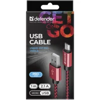 Дата кабель USB 2.0 AM to Micro 5P 1.0m USB08-03T red Defender (87801) - Изображение 4