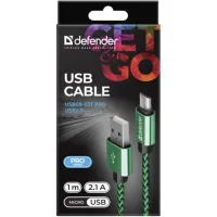 Дата кабель USB 2.0 AM to Micro 5P 1.0m USB08-03T green Defender (87804) - 4