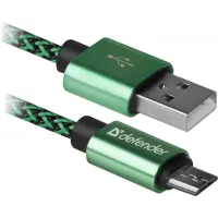 Дата кабель USB 2.0 AM to Micro 5P 1.0m USB08-03T green Defender (87804) - 1