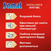 Гель для миття посуду в посудомийці Somat Exellence Duo Gel Антижир 684 мл + 684 мл (9000101819199) - 5