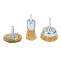 Щетка для электроинструмента Sigma набор 3шт, 25; 50; 50мм хвостовик 6мм, латунированные (9010011) - Image 1