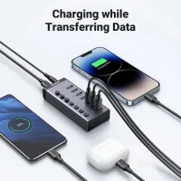 Концентратор Ugreen USB 3.0 to 7xUSB 3.0 with power supply CM481 gray (90307) - 6