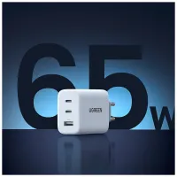 Зарядний пристрій UGREEN 3xUSB 65W (2xType-C+USB QC3.0) Fast Charger White CD275 (90496) - 2