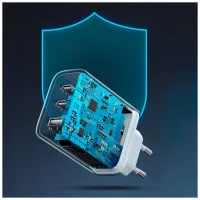 Зарядний пристрій UGREEN 3xUSB 65W (2xType-C+USB QC3.0) Fast Charger White CD275 (90496) - 4