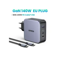 Зарядний пристрій Ugreen 3xUSB 140W (2хUSB-C+USB-A) Gan CD289 with C to C Cable 1.5m (90549) - 3