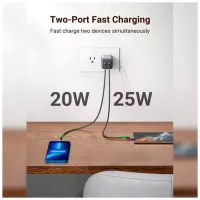 Зарядний пристрій Ugreen 2xUSB 40W GAN (Type-C 25W+20W) PD CD294 (90573) - 2