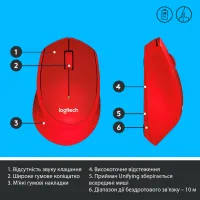 Мишка Logitech M330 Silent plus Red (910-004911) - Зображення 6